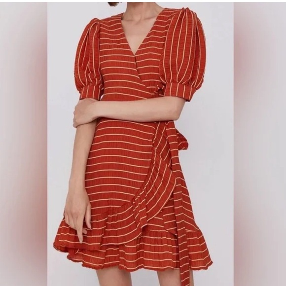 Dresses & Skirts - Scotch & Soda Striped Ruffle Wrap Dress . Size M